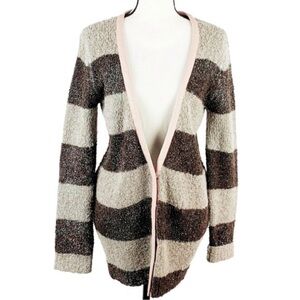 Hinge Warm Cozy Chunky Wool Alpaca Blend Stripe Varsity Sweater Small Oversized